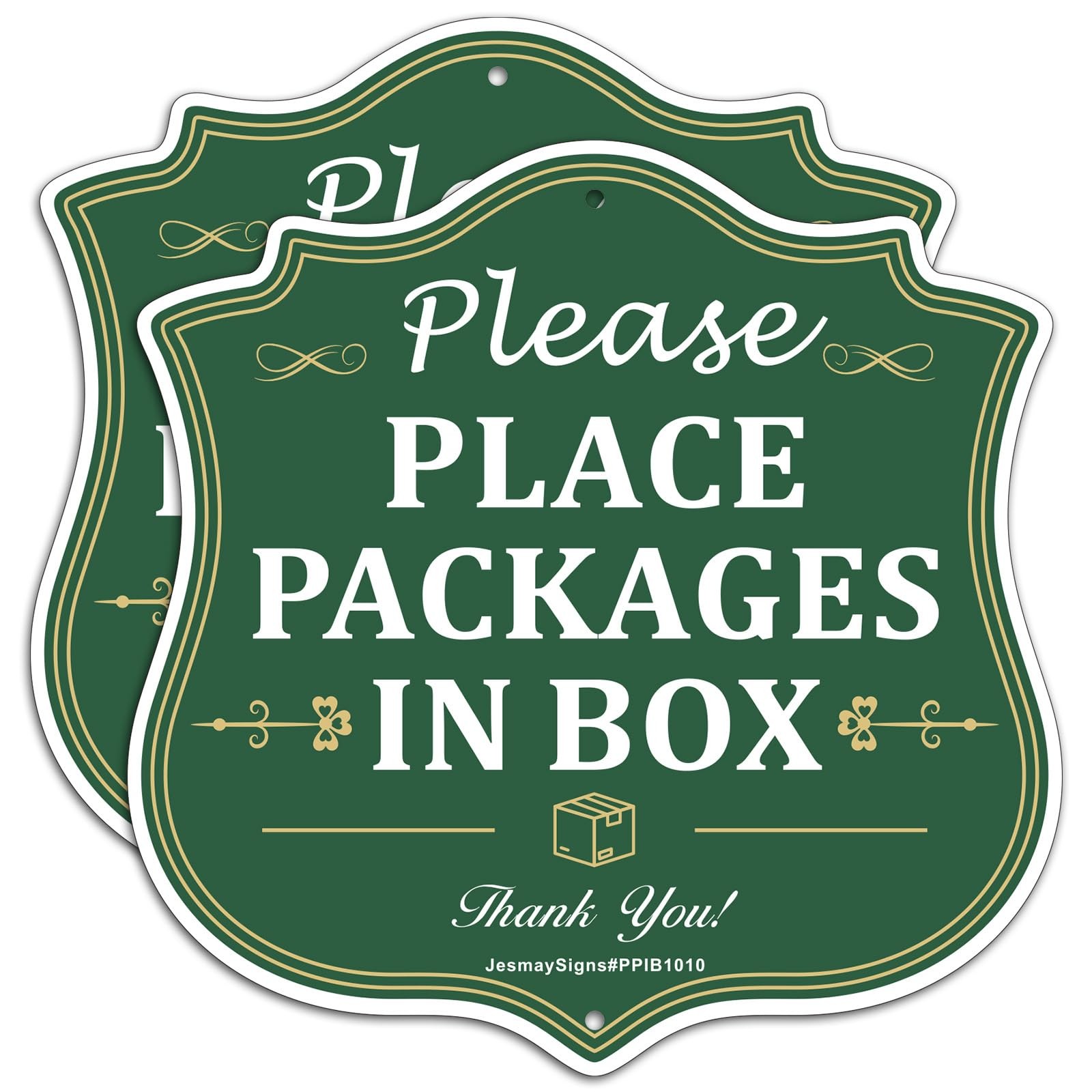 2 Pack Please Place Packages in Box Signs 10×10 Inch Aluminum Delivery Outdoor