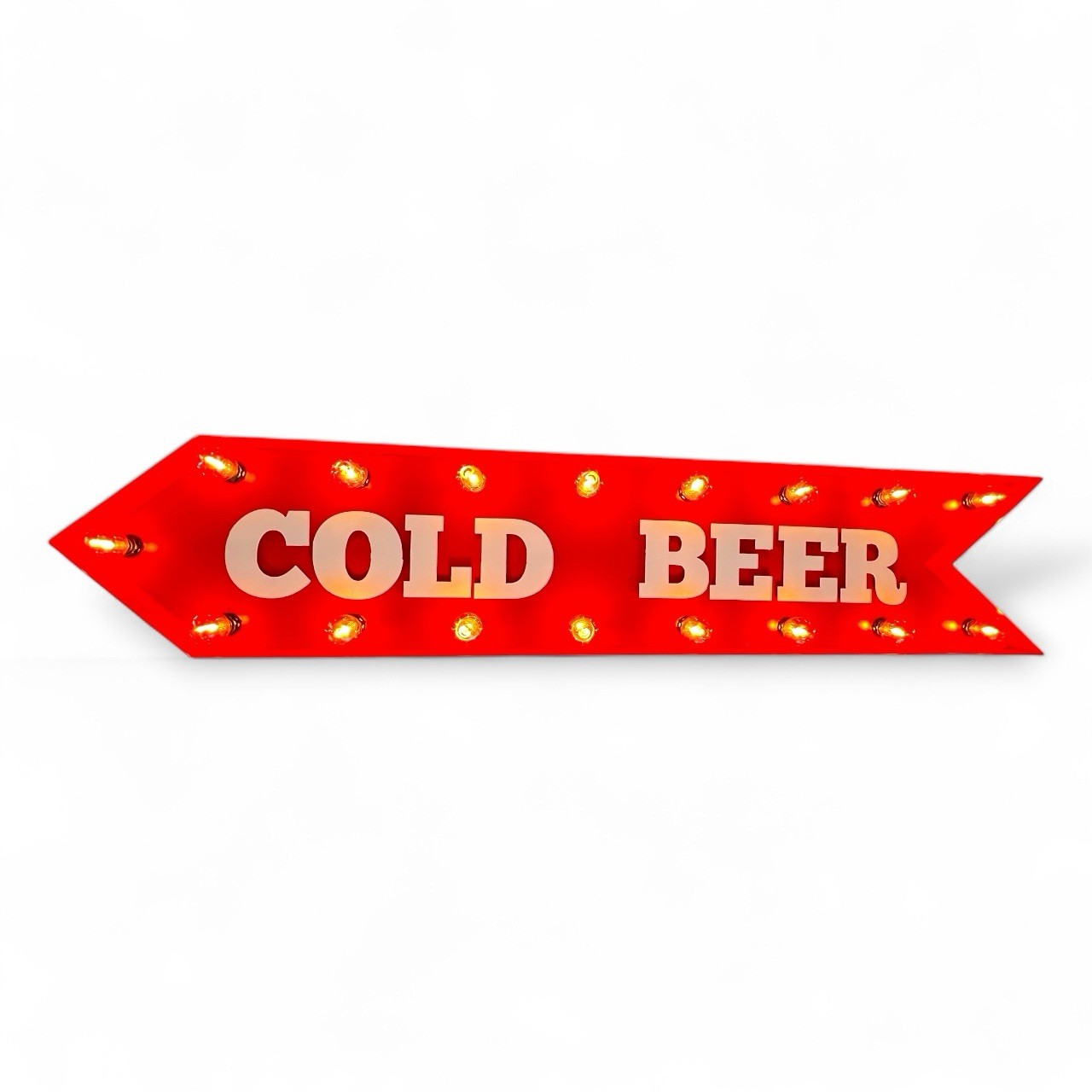 Cold Beer Light Up Bar Sign, 4’ Marquee Arrow, Wall Hanging Sign, Retro Bar Sign