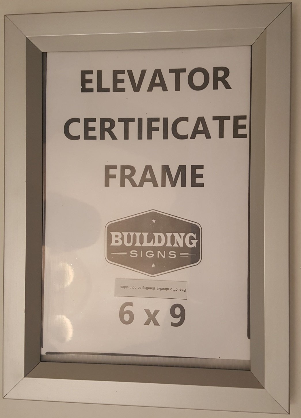 Elevator certificate frame 6″ X 9″ ( Heavy Duty – Aluminum)-REF24-1027