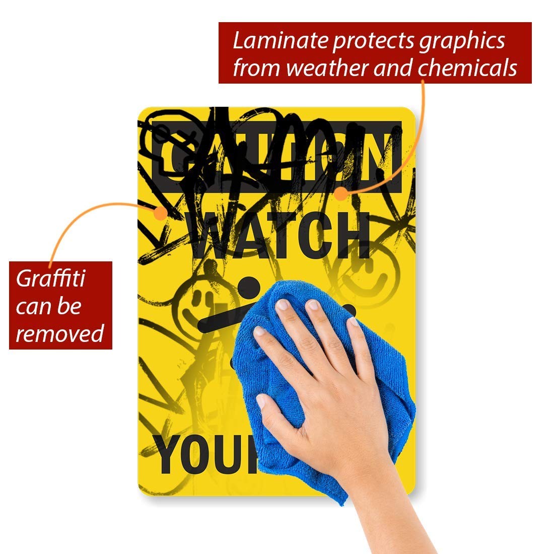 – S-4431-EU-14 “Caution – Watch Your Step” Label | 10″ x 14″ Laminated Vinyl …