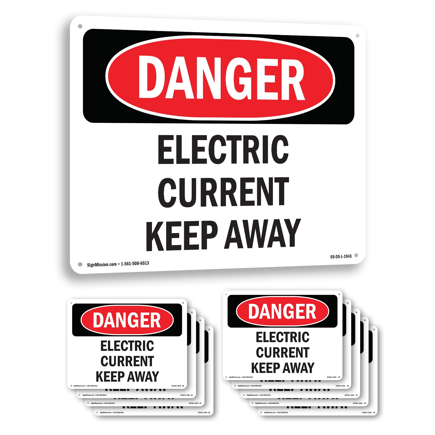 Electric Current Keep Away OSHA Danger Sign Metal, Plastic, Decal 5 or 10 Pack