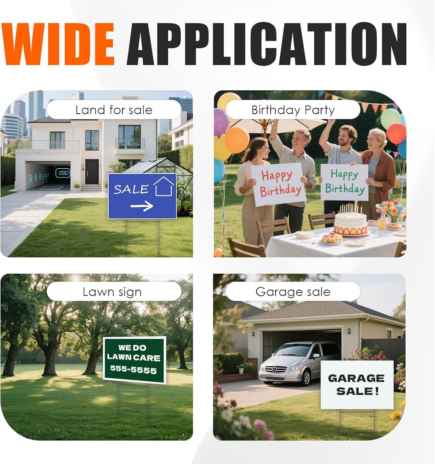 Weather-Resistant Yard Sign Set 17×12 with H Stakes | Perfect for Sales & Events