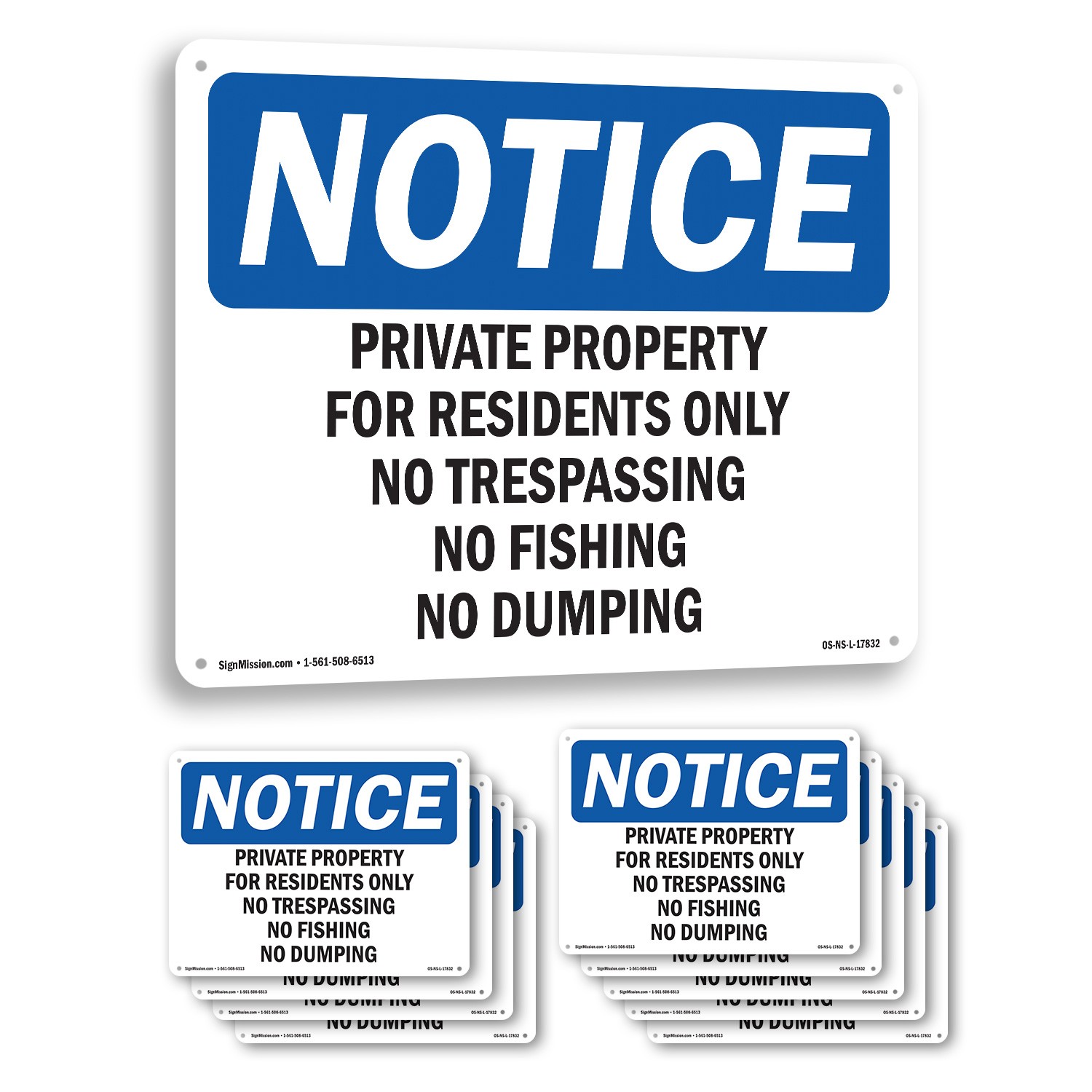Private Property For Residents Only No Trespassing OSHA Notice Sign 5/10 Pack