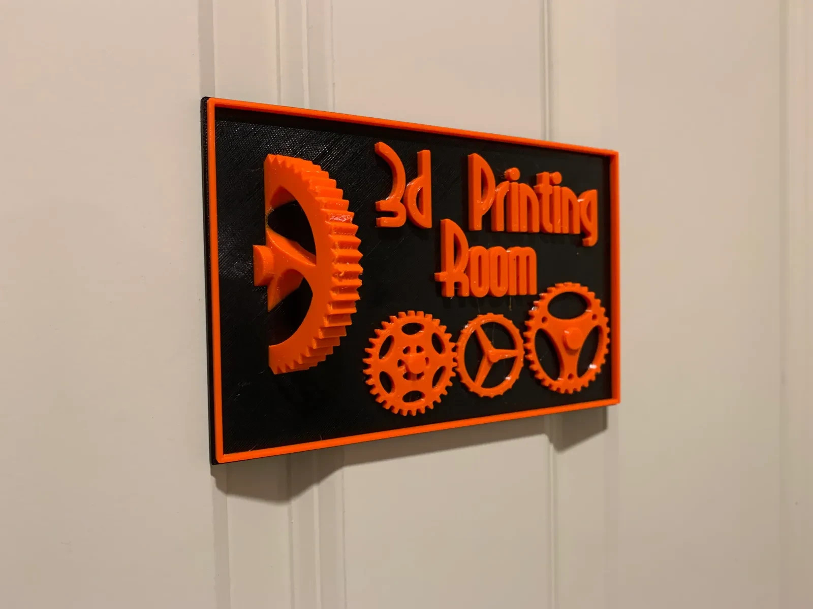 3D Print Room Hard Plastic Sign Black and Orange