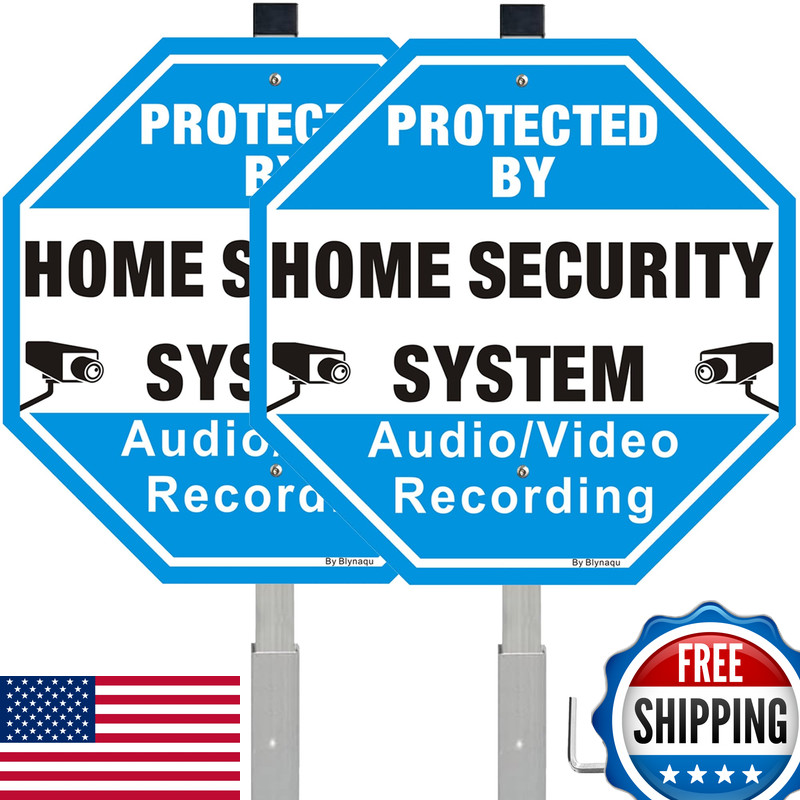 Blynaqu 2Pack Protected By Home Security System Signs 36 Alloy Stakes 12 X 12