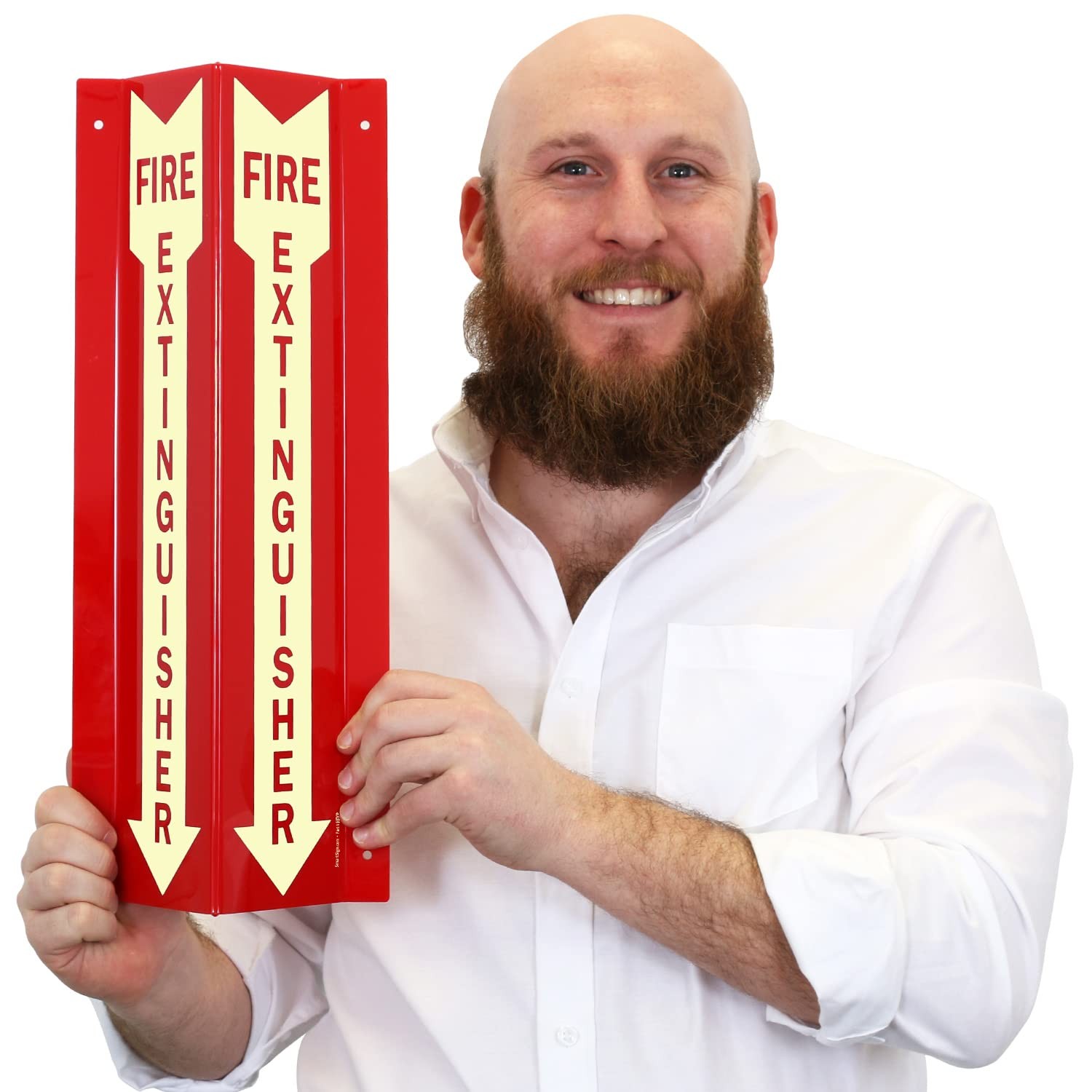 “Fire Extinguisher” Two-Sided V-Shaped Projecting Sign with Down Arrow, 18 x …