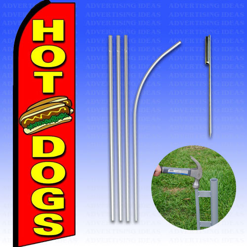Feather Flag Swooper Advertising Flag Banner Sign 15′ Tall Kit – HOT DOGS