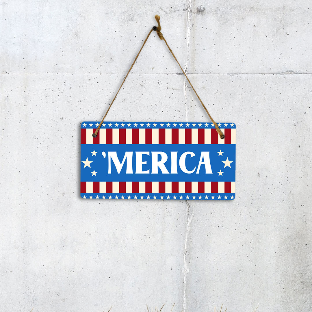 Merica 5×10 Hanging Plus Wall or Door Sign | USA Home Decor