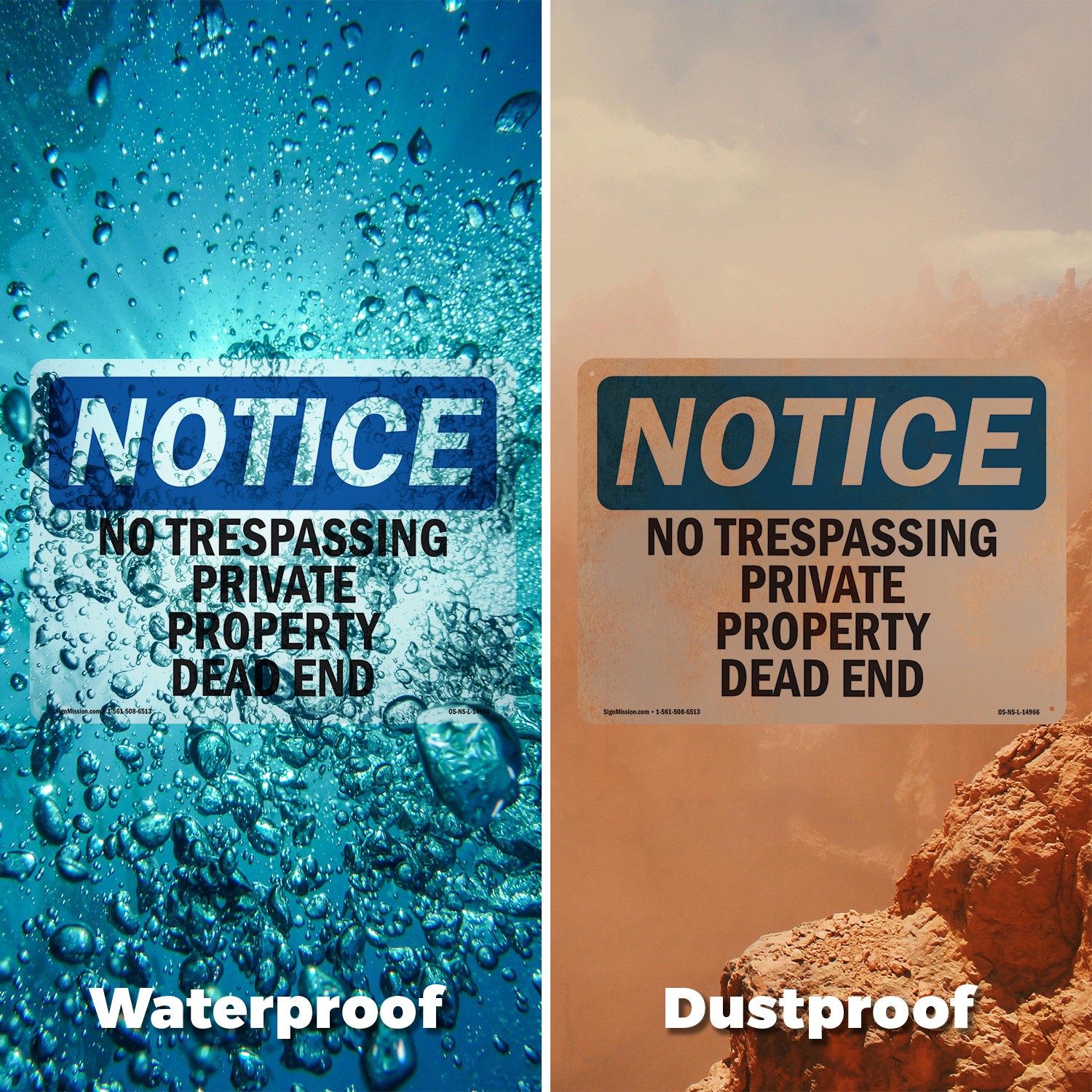 No Trespassing Private Property Dead End OSHA Notice Sign, Decal 5 or 10 Pack