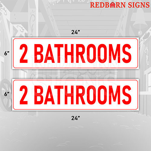 2 Bathrooms 6″x24″ REAL ESTATE RIDER SIGNS Double Sided 2PK – Visible Durable