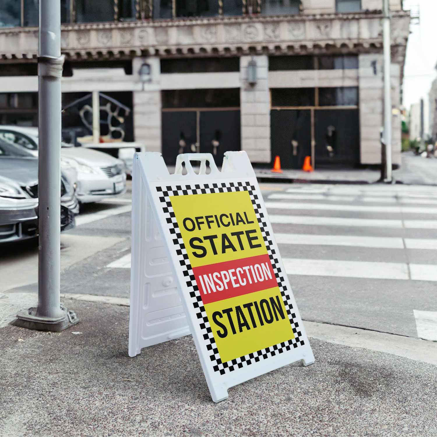 Official State Inspection Heavy Duty A-Frame Sidewalk Sign Vehicle Checks