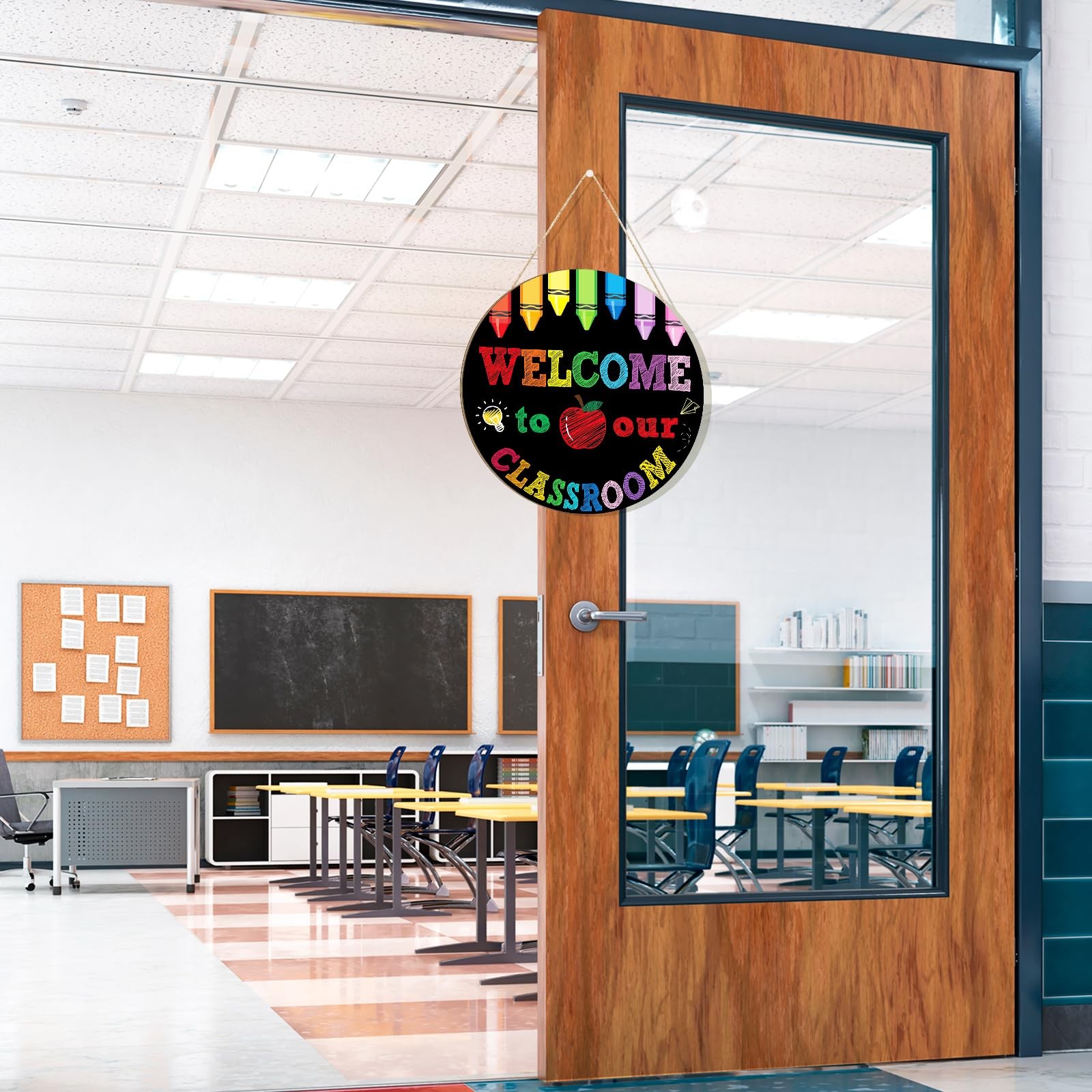 Welcome Sign for Classroom Decoration Door Wreath for Front Door Wall Signs B…