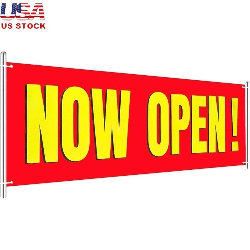 Large Now Open Sign Banner Durable Oxford Cloth Store Front Decor Gift New