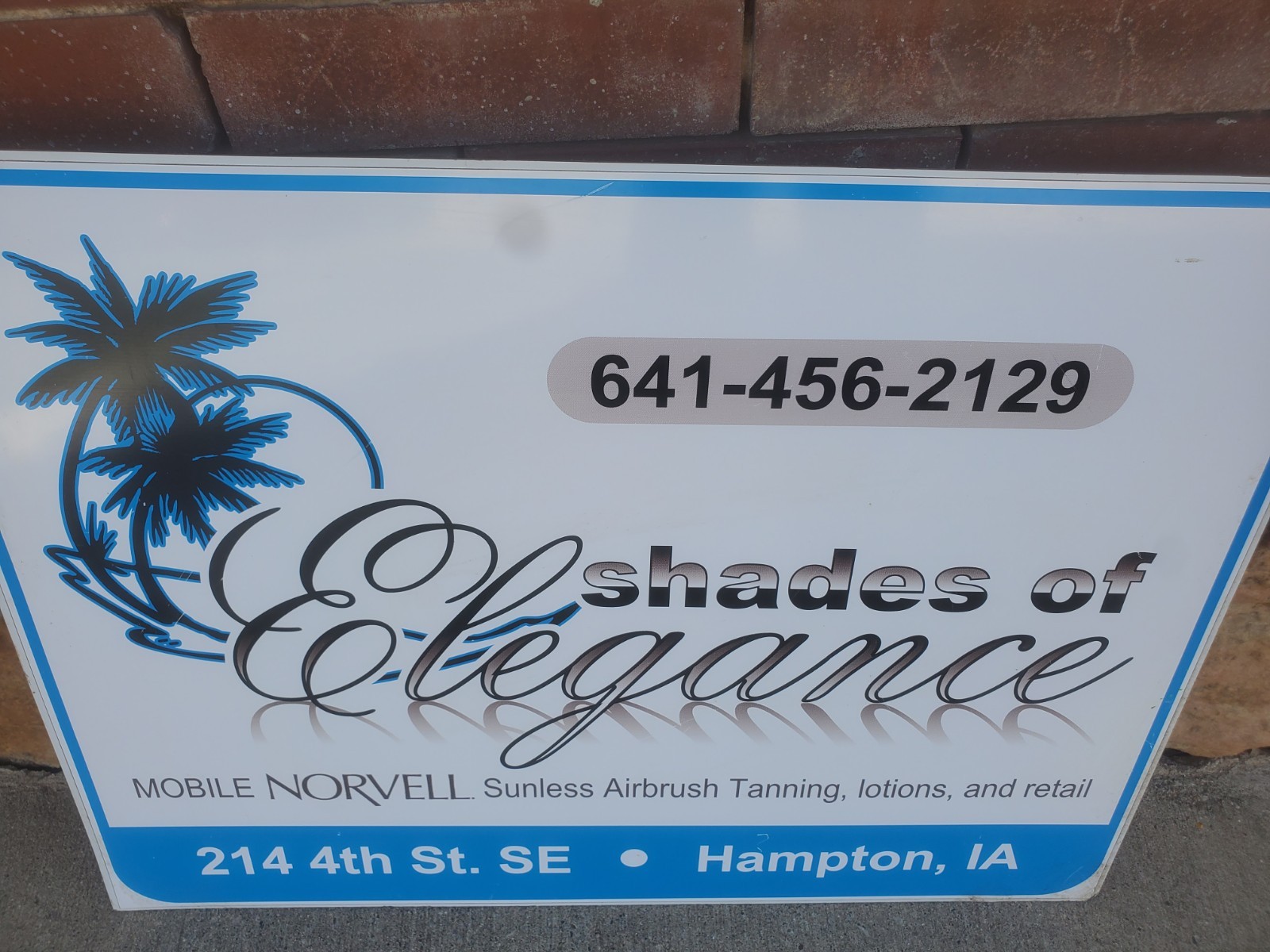 24″ X 18″ Sign Shades Of Elegance Hampton Iowa Norvell Tanning Hard Plastic