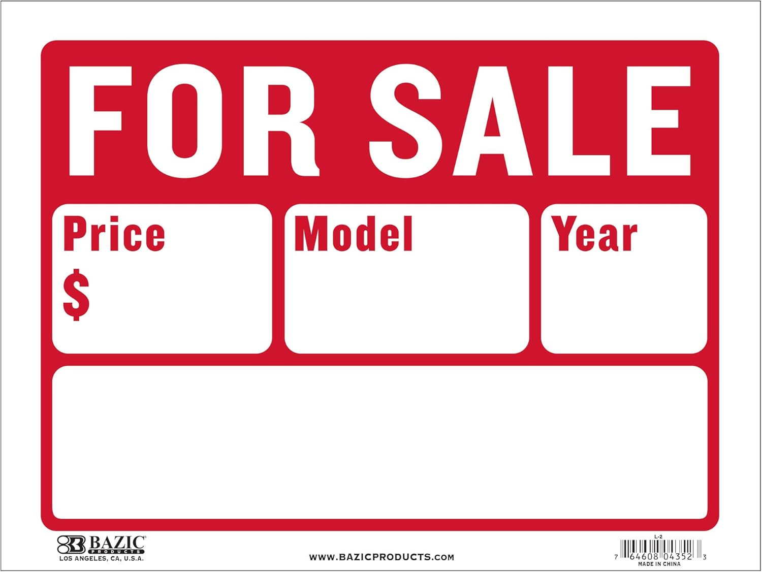 BAZIC 12″ X 16″ for Sale Sign (2-Line)