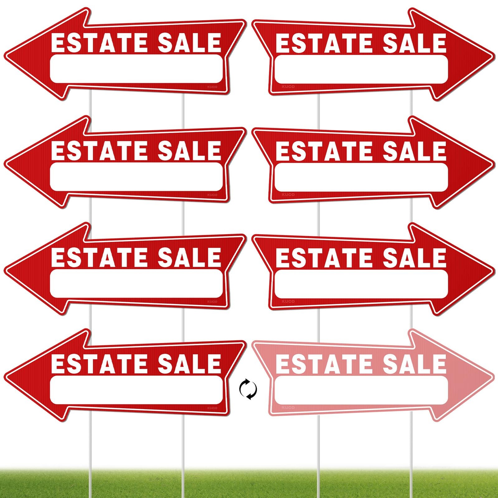 7 PC Estate Sale Signs, 17″ x 6″, Estate Sale Signs with Stakes Double Sided, La