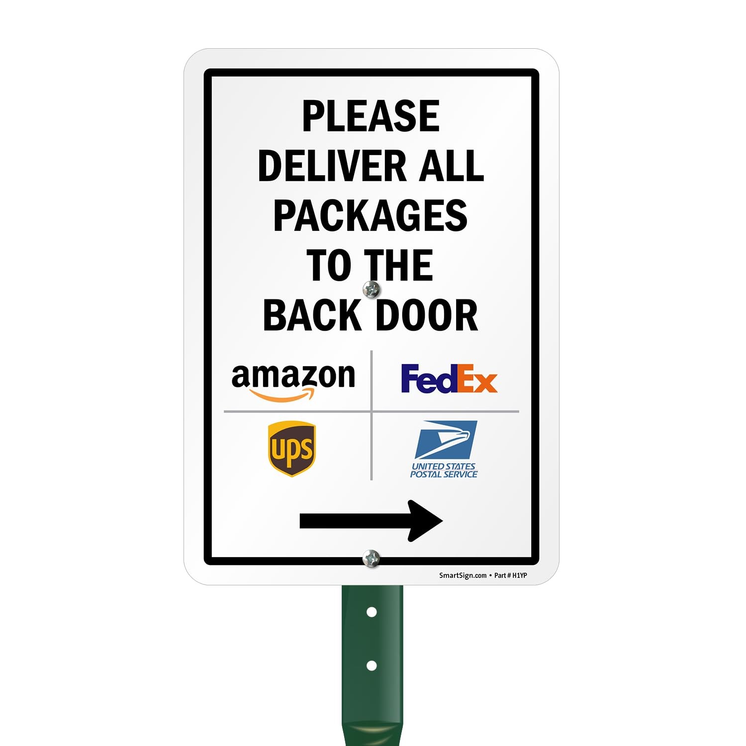 10 x 7 inch “Please Deliver All Packages to The Back Door” Right Arrow Yard S…