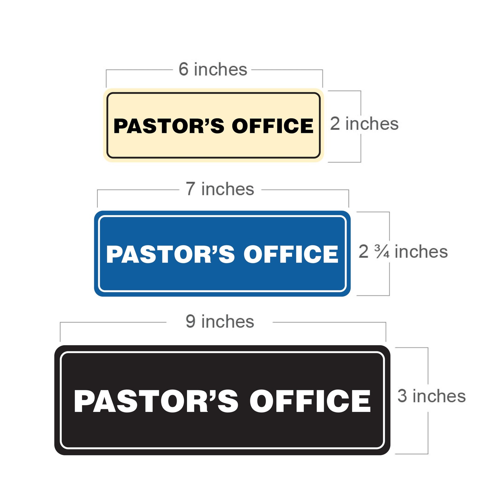 Large Brushed Gold “Pastor’s Office” Standard Door Wall Sign Church Decor