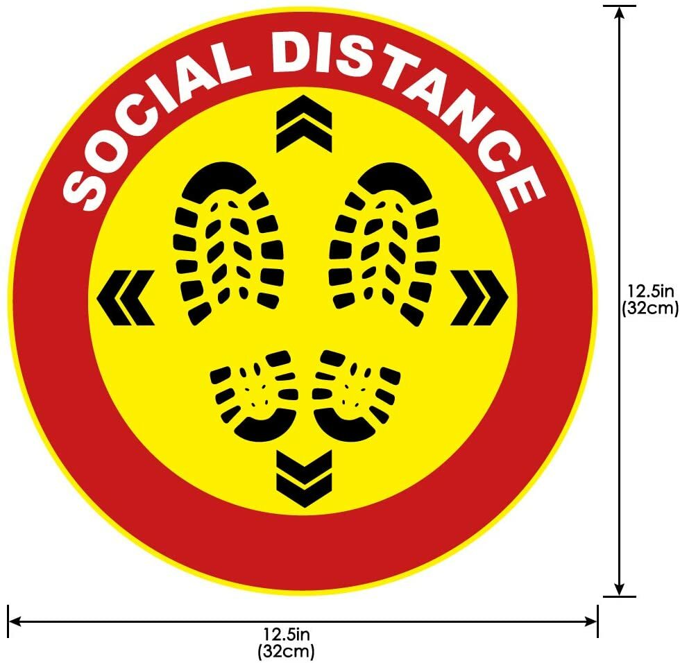 15 Pack 12.5″ Social Distancing Floor Decals Stickers – 6ft Public Keep Safe
