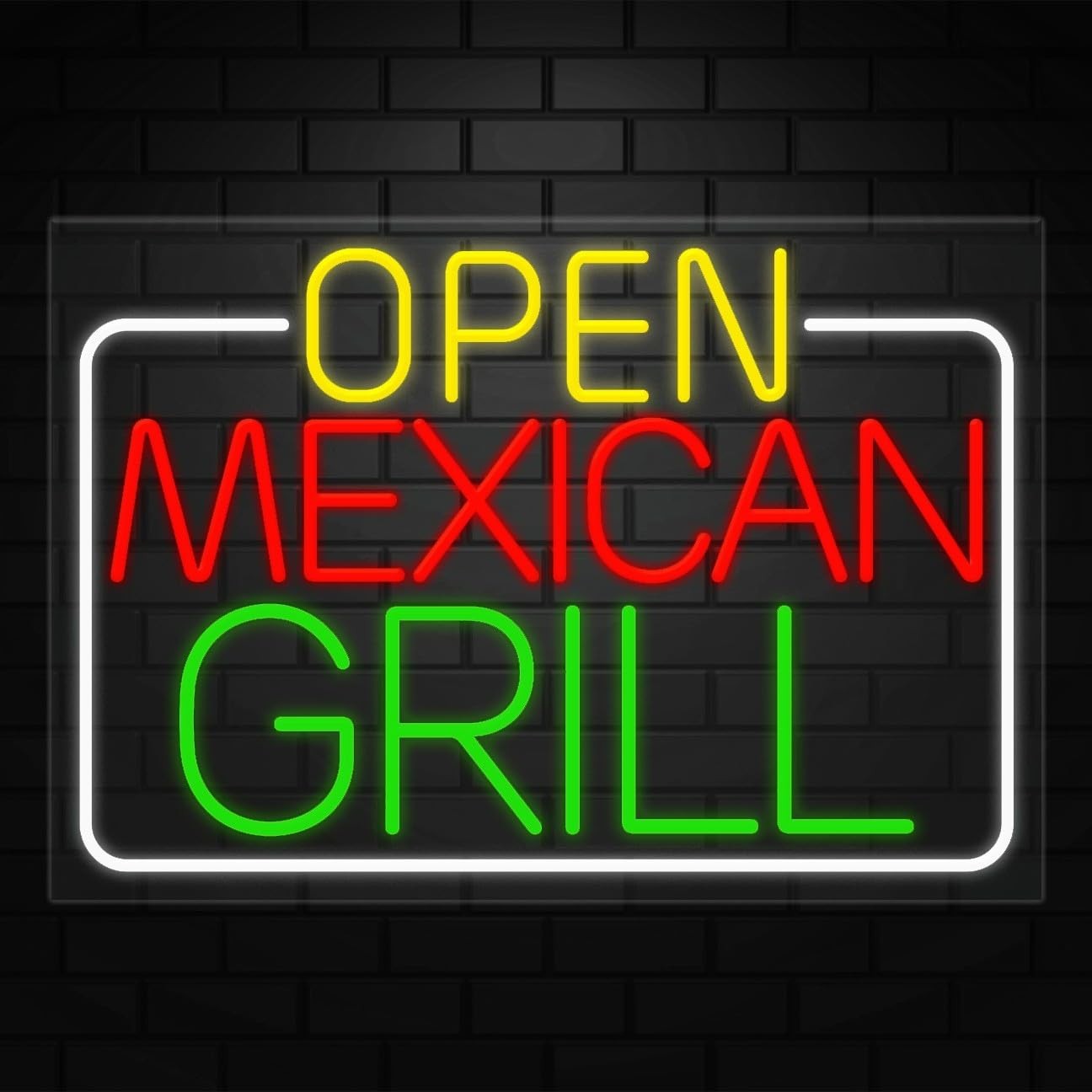 Open Mexican Grill Sign for Retail Displays | LED Flex Neon | 36″W x 24″H x 1″D