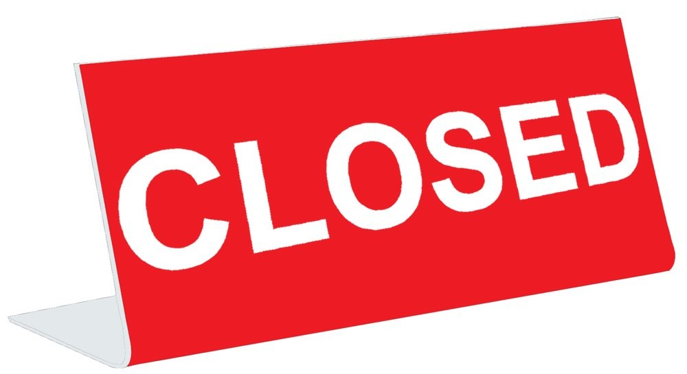 3 Inch x 8 Inch Engraved Tabletop Pedestal Desk Sign Closed RED White Sign