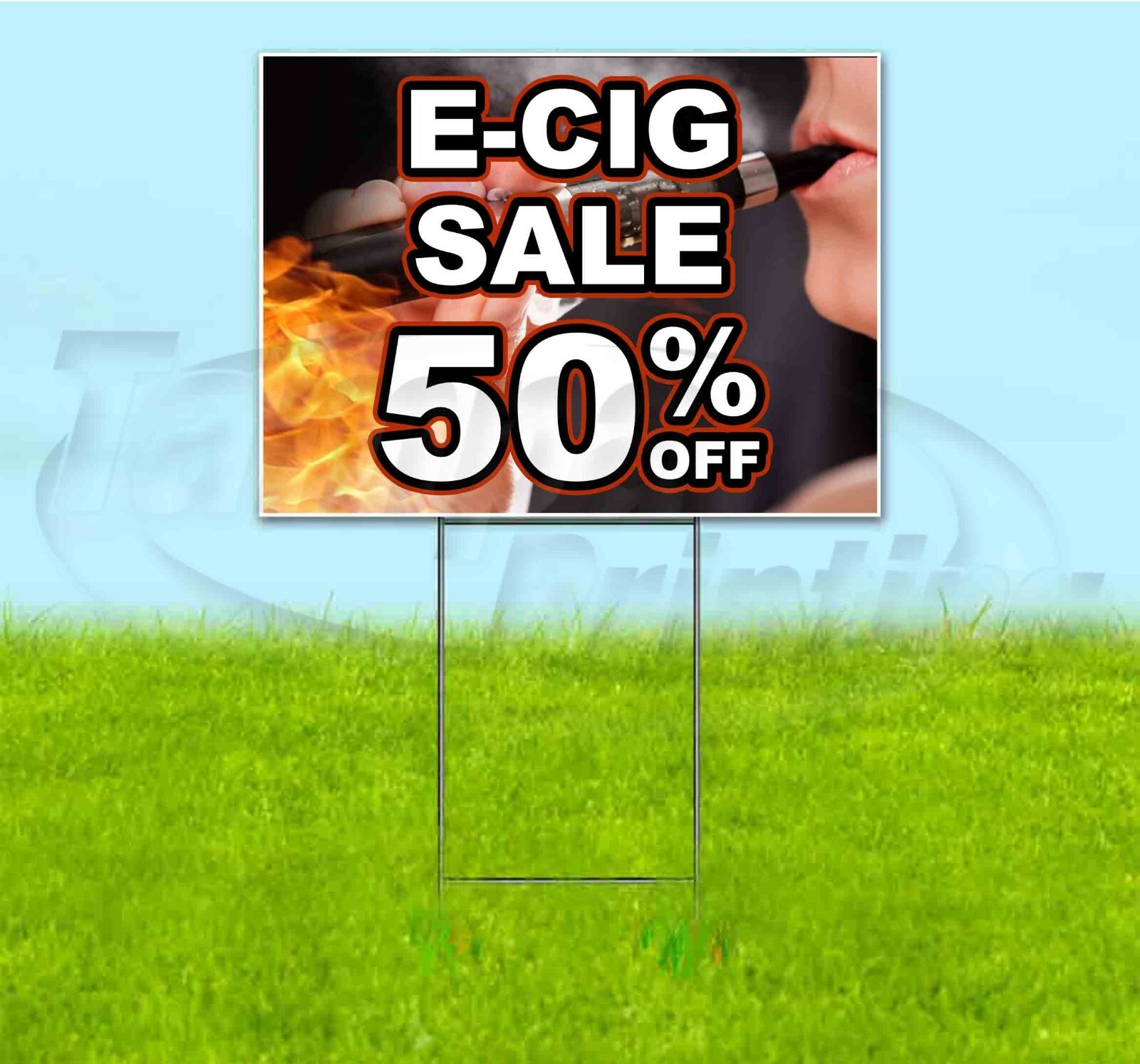 E-CIG SALE 50% OFF 18×24 Yard Sign WITH STAKE Corrugated Bandit USA VAPE DEALS
