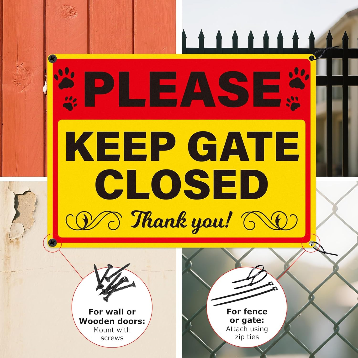 2 Pack Please Keep Gate Closed Signs 10″ X 7″ Reflective Rust-Free Aluminum Meta