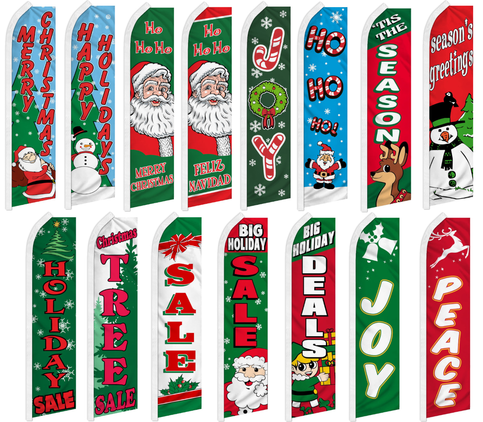 Christmas Advertising Flutter Feather Flag Swooper Happy Holidays Seasonal Xmas
