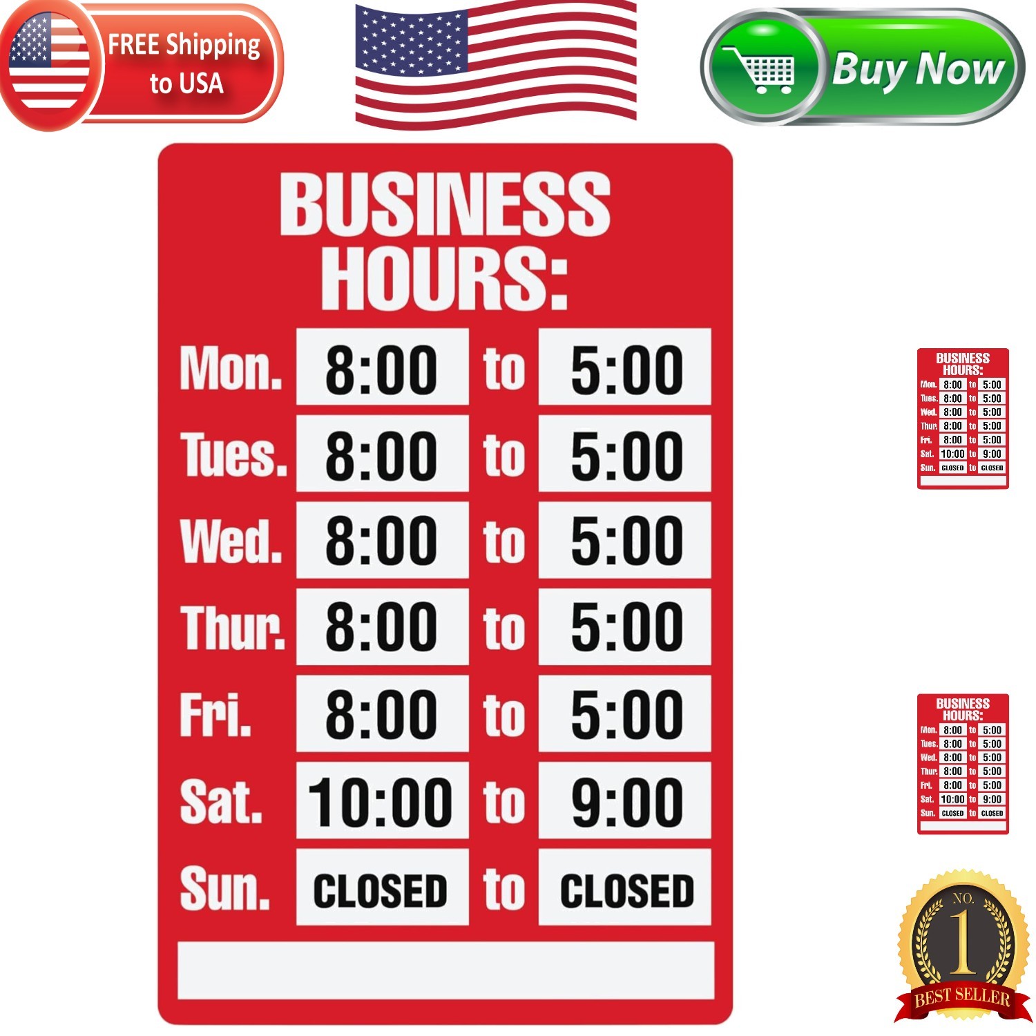 Weather-Resistant Business Hours Sign Kit – 8×12 Plastic for Easy Visibility
