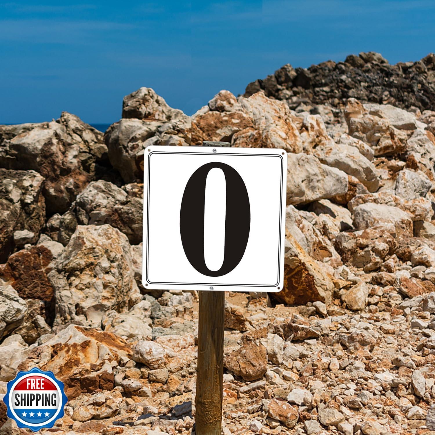 i-CowFun Premium Metal Number Signs 0 – Aluminum 12″ X 12″ Parking Spot Numbe