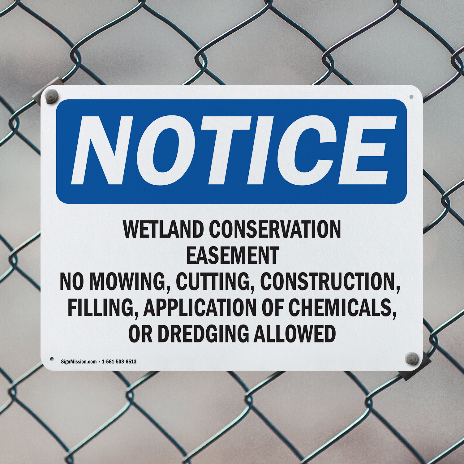 (2 Pack) Wetland Conservation Easement No Mowing OSHA Notice Sign Decal Metal