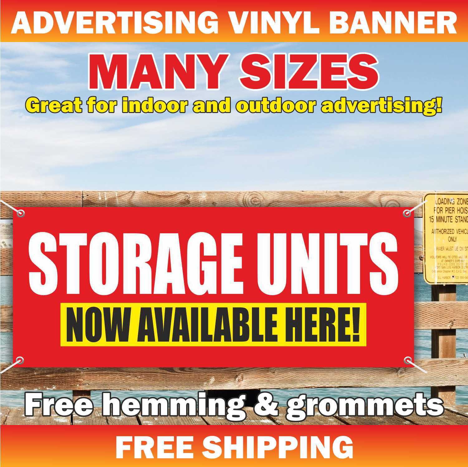 STORAGE UNITS NOW AVAILABLE HERE Advertising Banner Vinyl Mesh Sign Flag rent