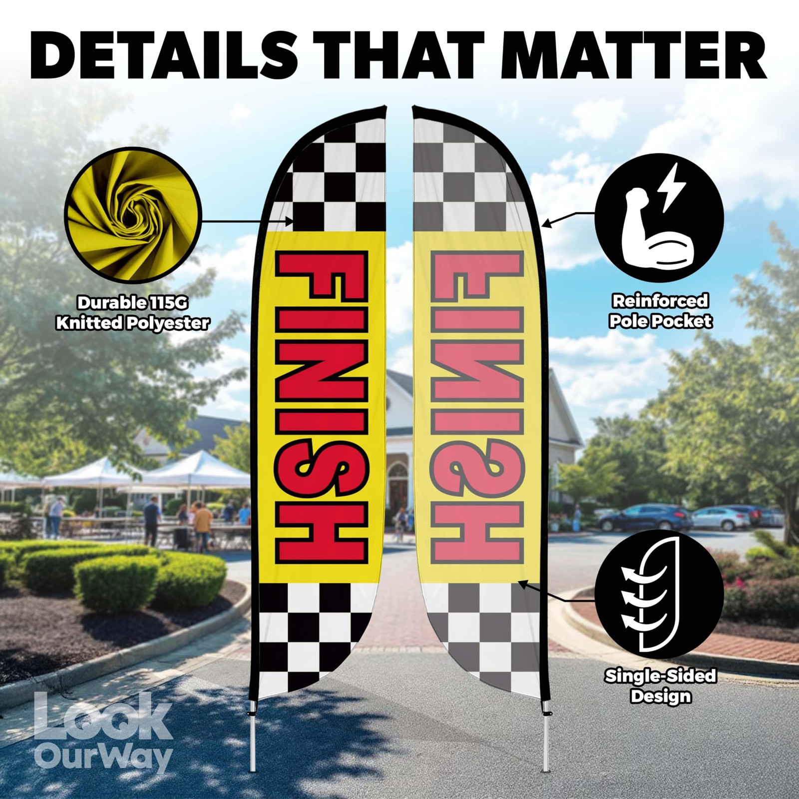 Lookourway Feather Flag Pole Kit – 12 Feet Tall Advertising Flag Banner