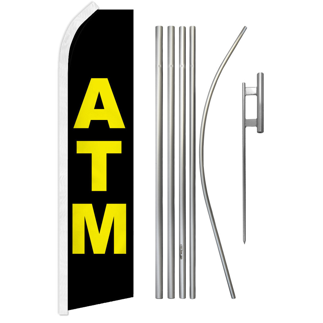 ATM Swooper Flutter Feather Advertising Flag Kit Banking Money Service