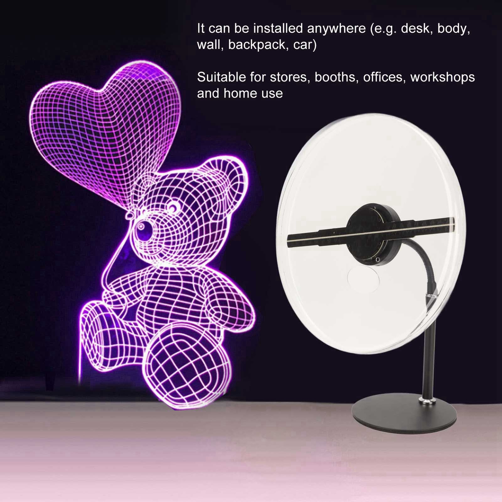 Holographic Advertising Projector 256×1024 176 Degree Visual Angle 256 LED FJDZ