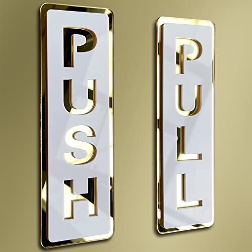 Push Pull Door Sign Vertical Double Layer Acrylic Door Entrance Signs