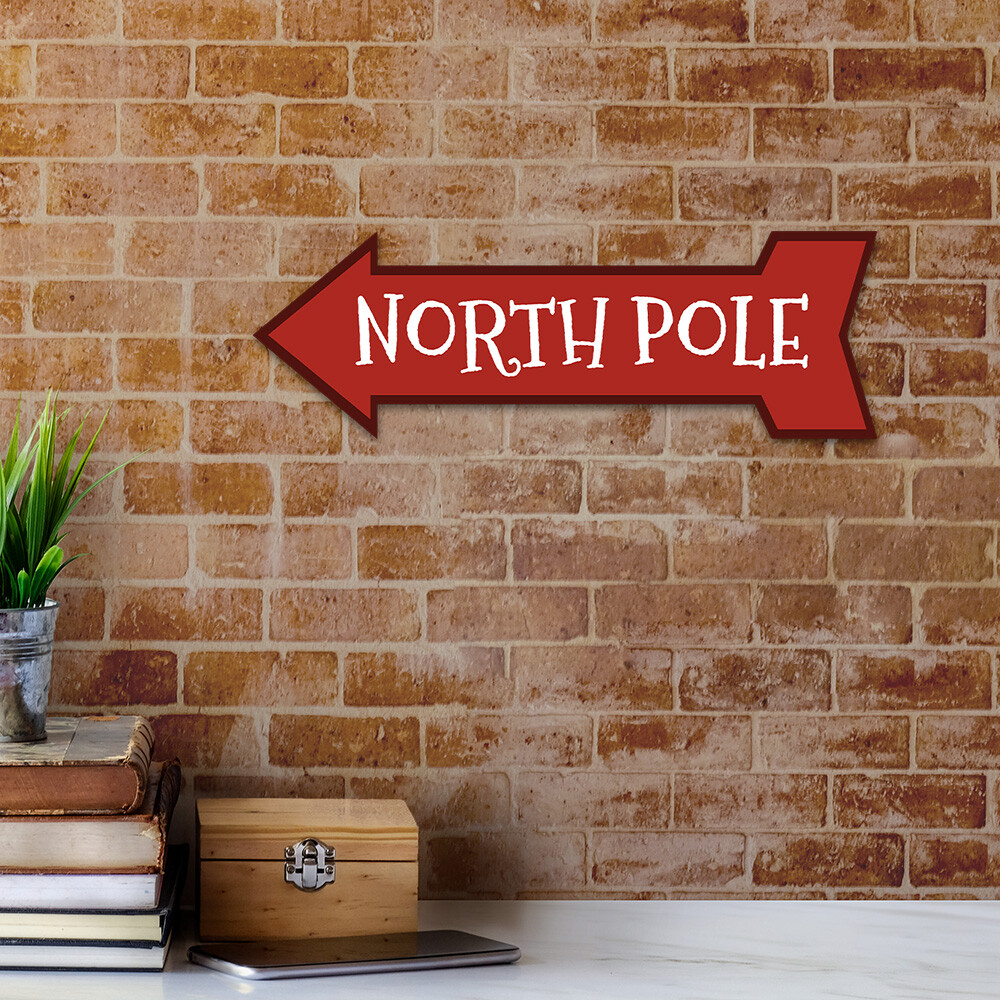 Arrow Shape Plus North Pole 12×4″ Wall or Door Sign | Christmas