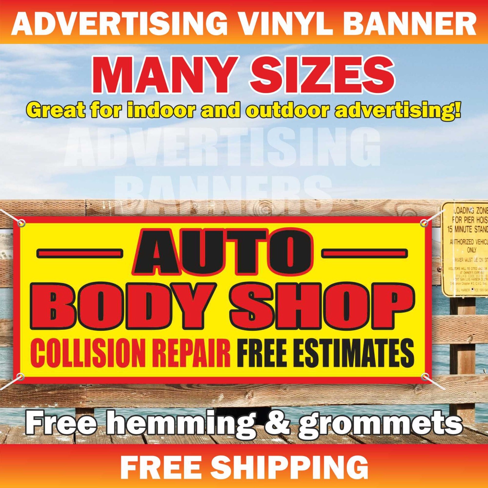 AUTO BODY SHOP COLLISION REPAIR Advertising Banner Vinyl Sign service paint car
