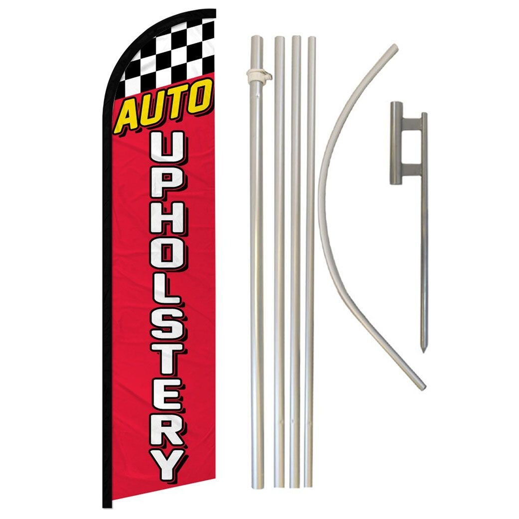 Auto Upholstery Windless Advertising Banner Flag & Pole Kit