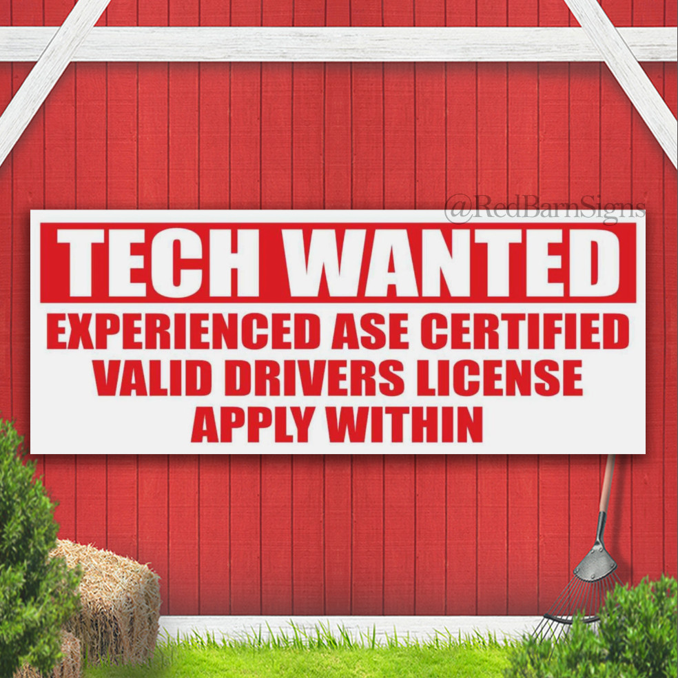 TECH WANTED MECHANIC AUTO SERVICE Repair Indoor Outdoor Banner Sign with grommet