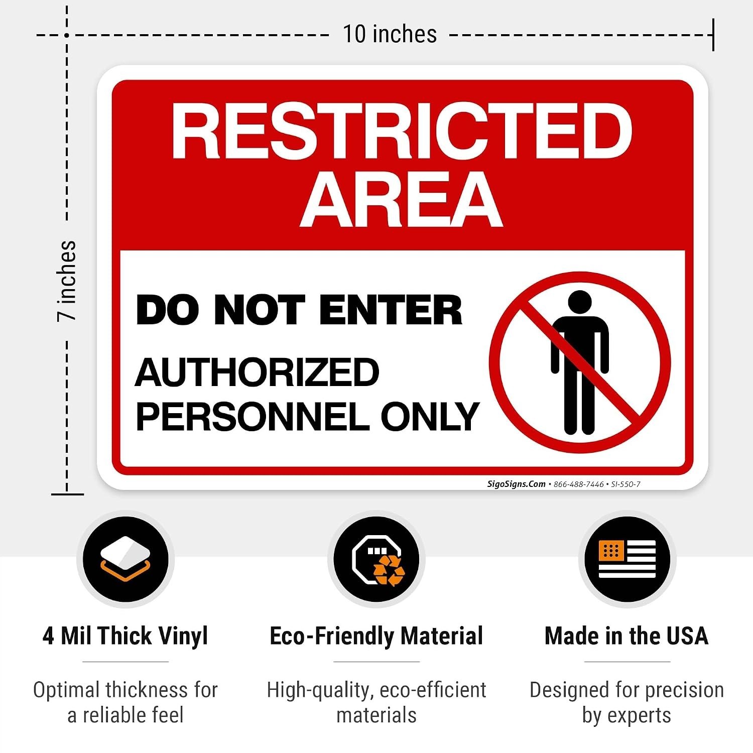 Restricted Area Do not Enter Authorized Personnel Only Graphic Sign, 4 | Pack…