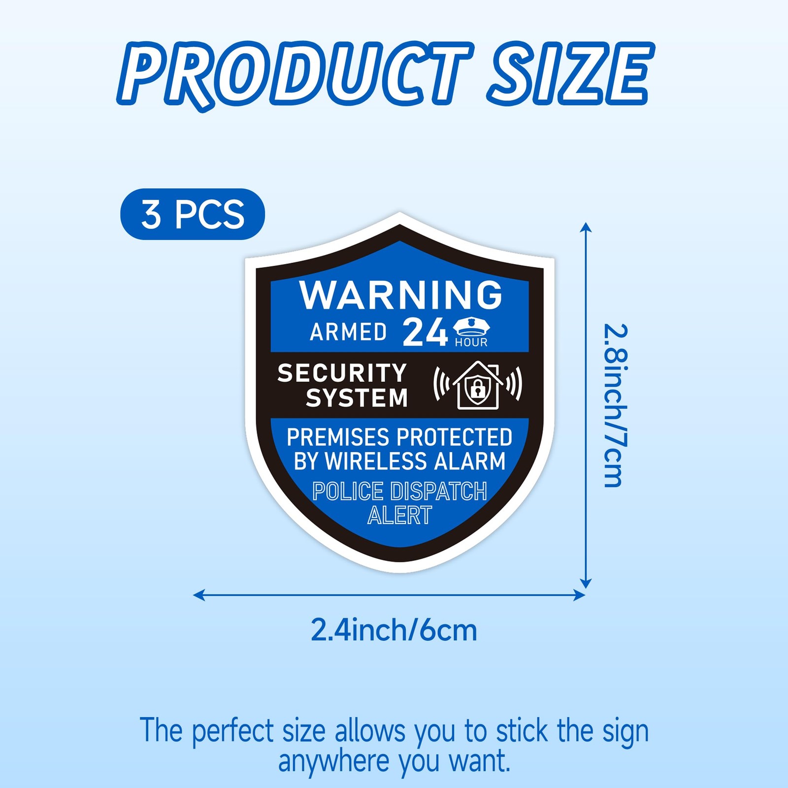 3Pcs Security Alarm System Signs Home Weatherproof 24 Hour Warning Sticker 2.8×2