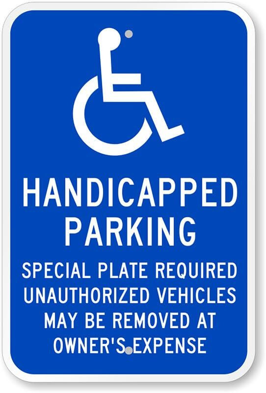 Handicapped Parking Sign Aluminum ADA Compliant Weatherproof 8×12 Inch