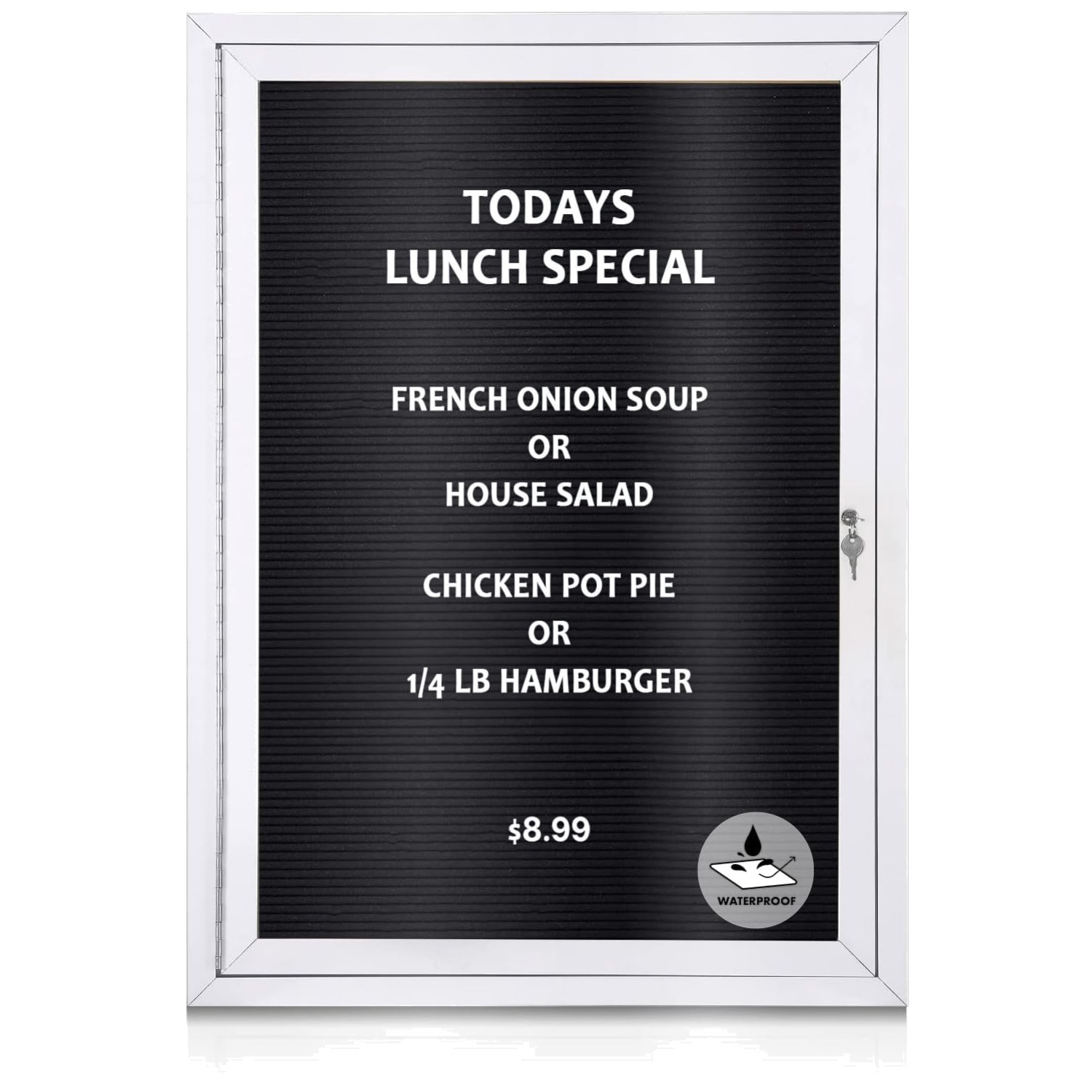 Enclosed Outdoor Letter Board with Locking Door, 36×24 in