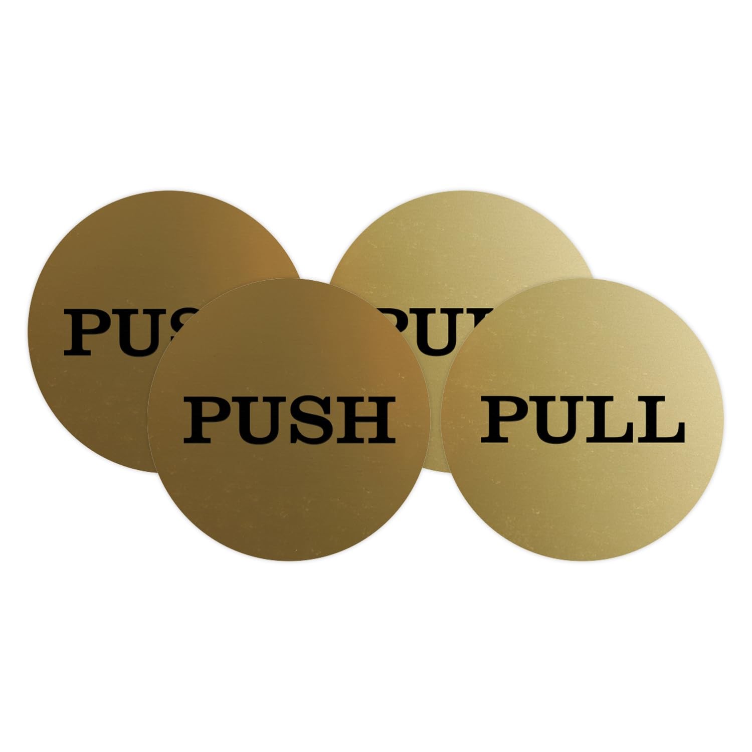 4 PCS 2 Inch Round Push Pull Door Signs Brushed Gold Business Office Decal