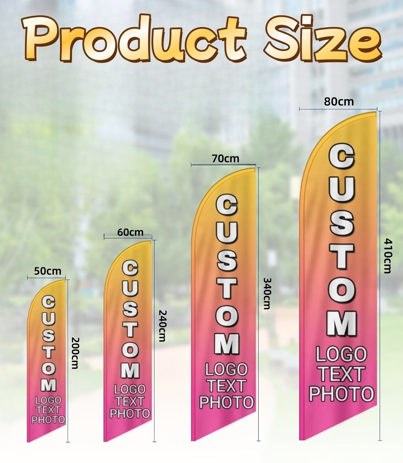 Custom Advertising Feather Flag Outside Business Personalized Logo (Only Flag)