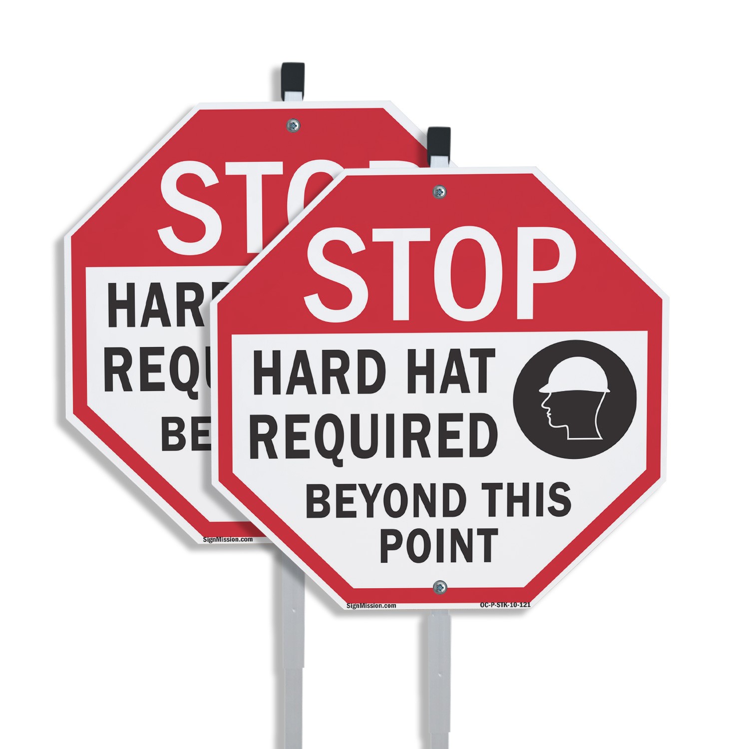 Stop Hard Hat Required Beyond Thi Octagon Sign With Stake Weather Resistant