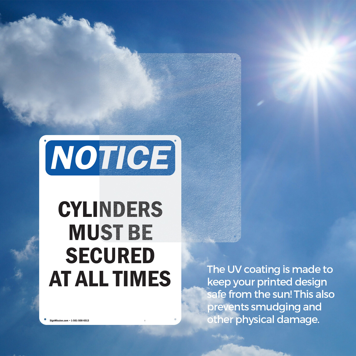 (2 Pack) Cylinders Must Be Secured At All Times OSHA Notice Sign Decal Metal