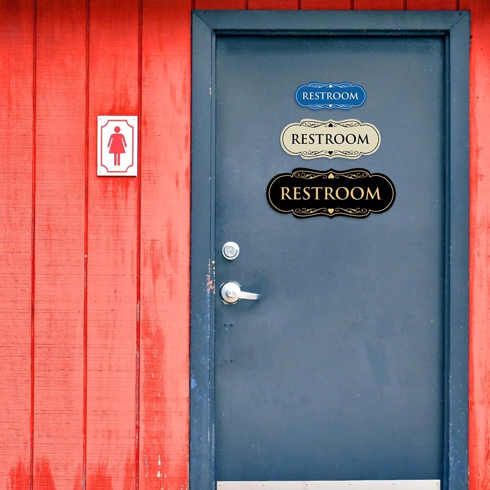 Designer Restroom Wall Door Sign Bathroom Signage Durable Plastic Multipacks