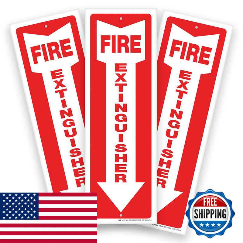 Isyfix Fire Extinguisher Signs 3 Pack 4X12 Inch 40 Mil Thick Polystyrene